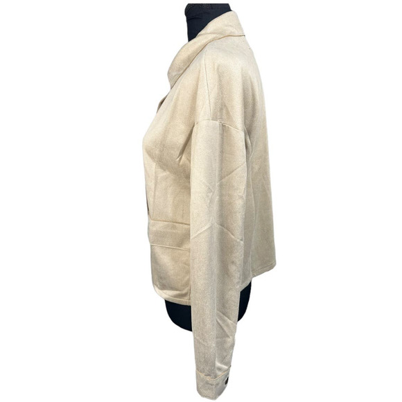 NWT Relish No Less Faux Suede Zip Front Beige Shirt Jacket Size S - Picture 2 of 7